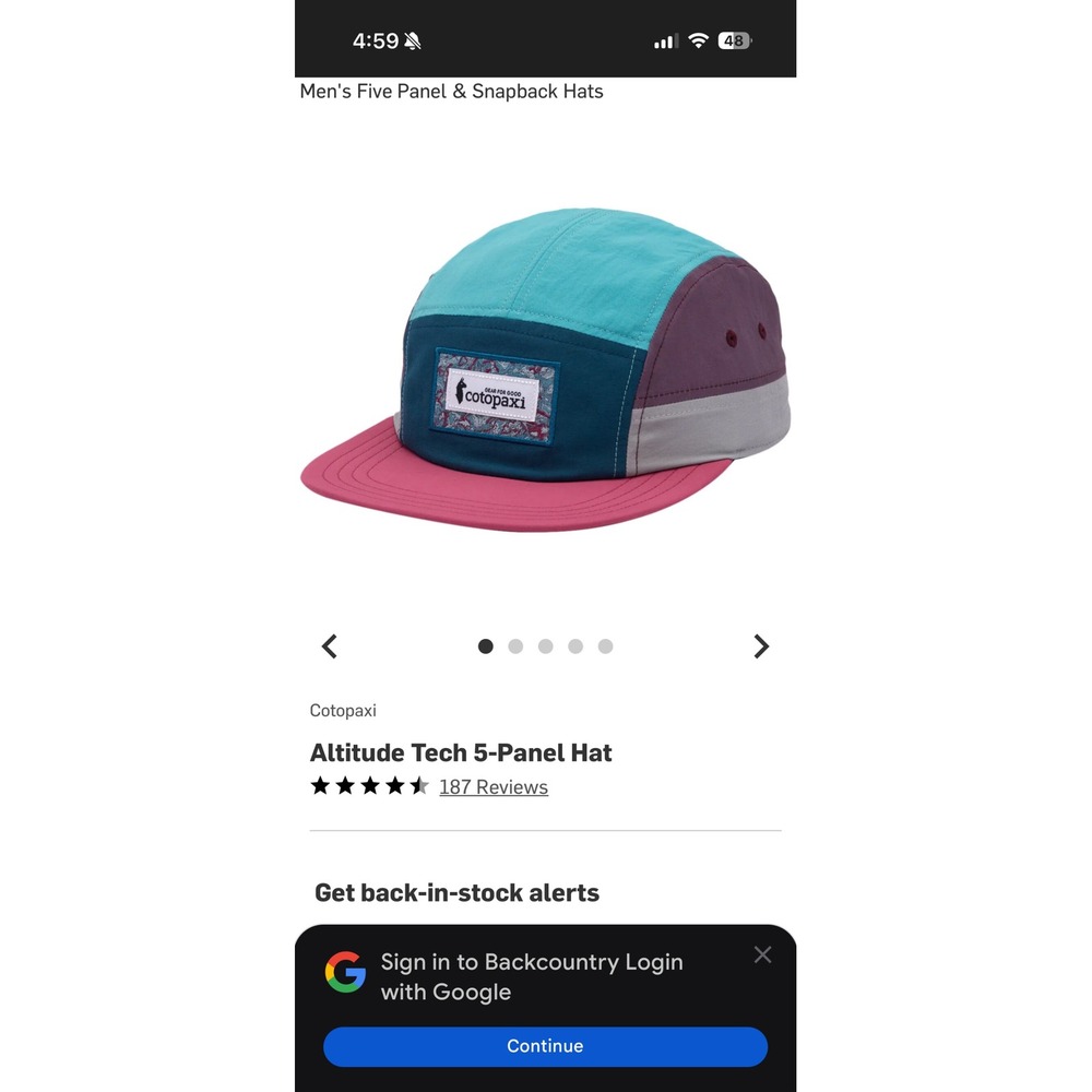 Cotopaxi Altitude Tech 5-Panel Hat Recycled Nylon Colorblock Pink Blue Maroon - Picture 8 of 8